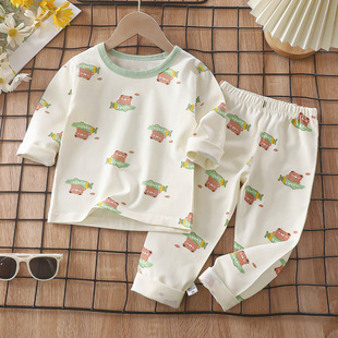 Children's Pajamas Set Spring Lycra Cotton Baby Underwear Boys' Home Clothes Girls' Autumn Clothes Autumn Trousers Children's Clothing Wholesale