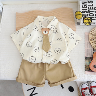 Boys' Summer Dress Children's Short-sleeved suit New Boys' Baby's Summer Shirt Two-piece Fashionable 1-4 Years Old 3