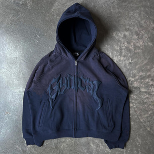 Wholesale New American Retro Zipper Sweatshirt Gothic Letter Star Printed Hoodie Trendy Men's Casual Jacket