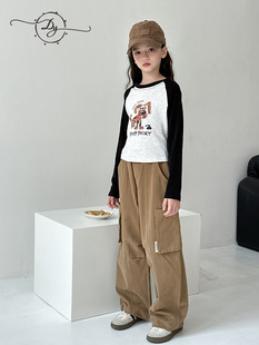 Sangluo Children's Wear Girls' Raglan Sleeve T-shirt 2024 Summer New Cotton Breathable Children's Cartoon Printed Base Shirt