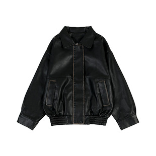 DK Children's Wear New Spring and Autumn Vintage High Street Leather Jacket American Style Middle and Big Kids Trendy Brand Children's Jacket for Girls and Boys