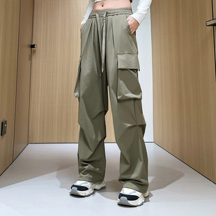 paratrooper pants new 2025 summer drawstring toe pants woven sports overalls men and women with Hong Kong style trend