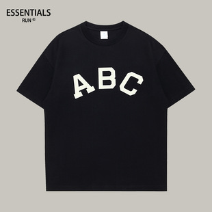 Essentials Летние мужские тяжелые хлопчатобумажные рубашки с короткими рукавами свободная пара футболки Tide ins того же качества