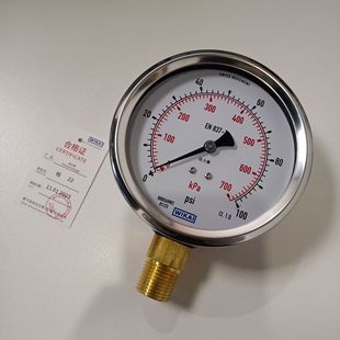 Немецкий радиальный манометр WIKA 213.53.100 0-3000PSI/KPA 1/2NPT с диаметром 100MM