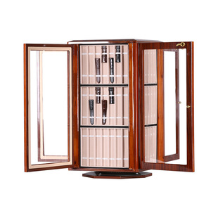 In stock wholesale watch display stand dial high-grade four-layer strap cabinet with lock wooden promotional desk rotating exhibition cabinet