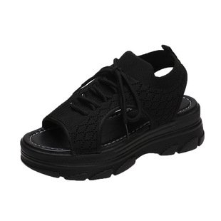 Foreign Trade Large Size 2023 Spring and Summer New Fashion Casual Hollow Mesh Sports Style Platform Roman Sandals