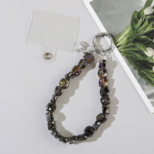 New Ins Style Transparent Color Crystal Mobile Phone Hanging Chain Hanging Accessories All-match Niche Special-shaped Beaded Wrist Hanging Chain Short Style