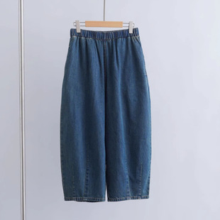 Cotton fashionable retro lazy elastic waist grandma pants jeans a generation of hair