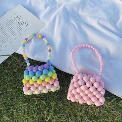 Beaded bag, pearl bag, matte eraser crossbody bag, candy lipstick bag, Instagram and Xiaohongshu (Little Red Book) trendy bag