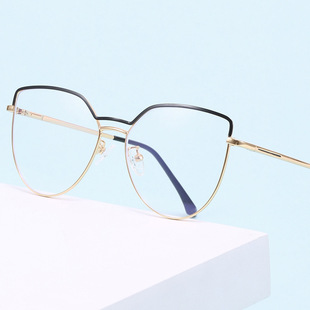 New Cross-border European and American Personalized Cat's Eye Glasses Women's Trendy Anti-blue Light Flat Glasses Fashion Short-sighted Frame for Women