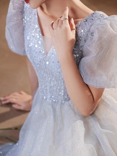 Mori Style Light Veil Evening Dress 2023 New High-end Adult Ceremony Birthday Princess Dress Banquet Host Dress Women