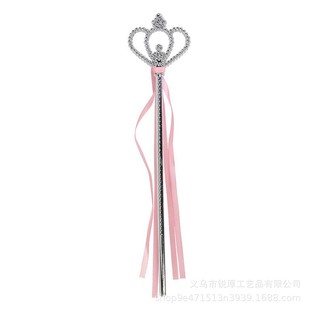 Amazon Hot Sale Electroplated Plastic Magic Wand Pink Ribbon Children Princess Fairy Wand Angel Magic Wand