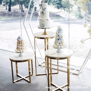 in stock Hot Selling Fashionable Simple Round Table Electroplating Gold Disassembly Cake Table Disassembly and Packaging Small Size Cross-border Hot Selling