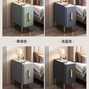 Solid Wood Mini Bedside Table Modern Simple 20cm Storage Cabinet Small Storage Cabinet Light Luxury Rock Plate Super Narrow Bedside Cabinet