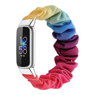 Подходит для умных часов Fitbit Luxe, браслет из полиэстера, многоцветный ремешок с принтом, эластичное кольцо для волос