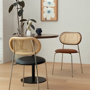 Vintage Iron Rattan Household Dining Chair Hotel Restaurant Backrest Chair Rattan Chair Stool Computer Chair Desk Chair Office Chair