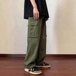 Summer American Style Men's Functional Retro Large Pocket Cargo Pants Trendy Loose Jogger Casual Pants