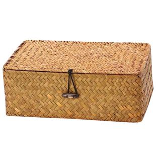 Seaweed woven storage box with lid gift box handmade desktop sundries storage box storage basket foreign trade Wholesale