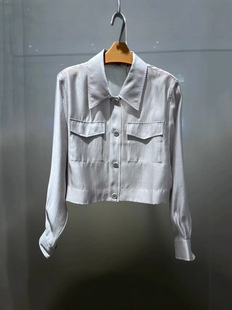 2025 summer new women's commuter niche tooling wind light gray thin short shirt coat thin 5G4310951