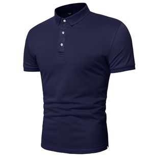 2024 New Men's Polo Shirt Lapel Short-sleeved Solid Color Top Casual Short-sleeved Polo Shirt Men's Cross-border Advertising Shirt