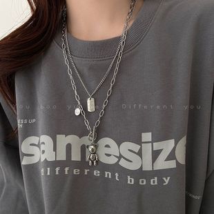 Sweet Cool Bear двухслойная Длинная цепочка для свитера из титановой стали, Женская легкая Роскошная ниша с дизайном, не выцветающая цепочка для свитера, ожерелье