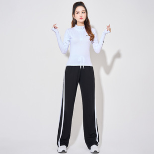 Spring New Square Dance Clothing Half Zipper Alphabet Suit Jump Aerobics Clothes Practice Dance Clothing 2023