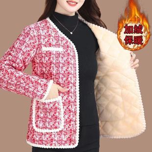 Factory coat light mother small fleece-lined cotton-padded jacket warm short corduroy cotton-padded shirt collar middle-aged women's clothing