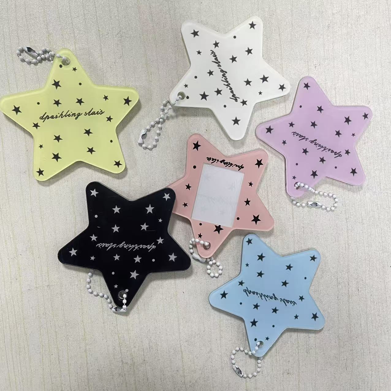 Ins Cute Star 1.0inch Card Holder Acrylic Photo Holder High Aesthetic Value Fan Photo Storage Backpack Pendant
