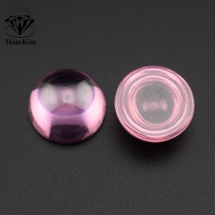 Zircon Bare Stone Pink Round Flat Bottom Gem Plain Glossy Ring Pendant Inlaid with Stone Wuzhou Factory
