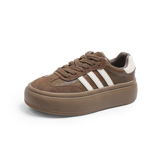 Frosted Leather Vintage Thick-soled German Training Shoes Women's 2024 Autumn New All-match Platform Shoes Round Toe Slimming Casual Sneakers