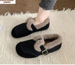 2024 Winter Velvet White Shoes New Korean Style Ins Female Students Thick Sole Heightening Sports Sneakers Casual K2705