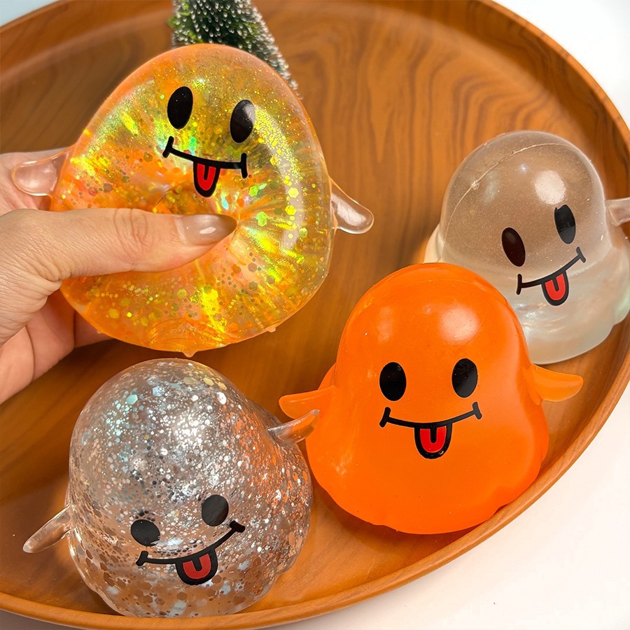 Cross-border Halloween Ghost Maltose Squeezable Slow-Rebound Decompression Toy, Stress Relief Toy, Prank Toy for Foreign Trade