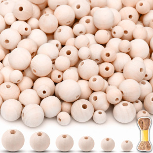DIY Wood Beads Set 500pcs, 8/10/12/14/16/20mm 6 Size