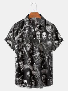 Cross-border Europe and the United States new men's shirt cool personality 3D digital printing fashion trend short sleeve Hawaiian shirt