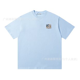 Cross-border 25ss Luojia, высококачественная свободная хлопковая футболка с вышитым логотипом и короткими рукавами, мужская и женская повседневная модная универсальная футболка