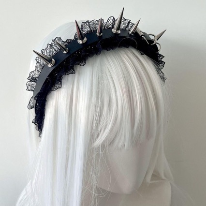Punk Spike Lace Headband Distinctive Subculture Rivet Headband Y2K Millennium Sweet Cool Dark Gothic Hair Accessories