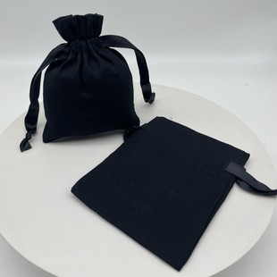 A large number of spot black cotton bag bag blank packaging bag jewelry storage bag double cotton rope gift bag