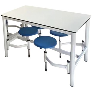 School canteen dining table and chair combination staff folding rotating conjoined dining table 4 people dining table 6 people retractable