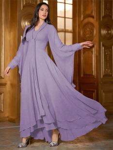 KY805-5 Cross-border Autumn Chiffon dress French Amazon Foreign Trade Elegant Wedding Bridesmaid Dress Evening Dress