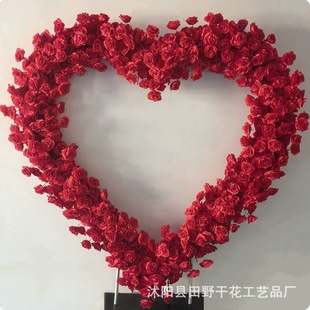 Source factory simulation cloth bottom red heart-shaped rose arch background wall wedding decoration simulation rose flower art