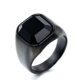 Jin Ziying Jewelry Модное кольцо с квадратным камнем в европейском и американском стиле Модное мужское простое кольцо из титановой стали