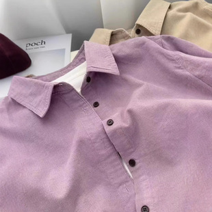 Elegant Retro Corduroy Shirt Women's Spring and Autumn French Stacked Inner Shirt Jacket Loose Casual Long-sleeved Top