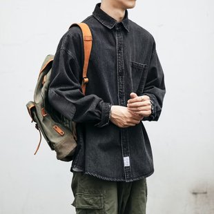 [Explosions] Japanese vintage work shirt men's long sleeve Korean fashion loose pocket shirt Youth All-match rest