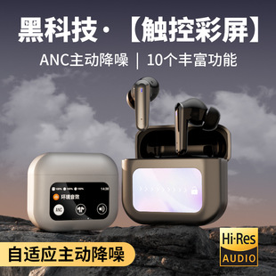 Cross-border Explosions LCD Screen Noise Reduction Headset Full Color Touch Screen Bluetooth Headset ANC Smart Screen Business Headset Shake New