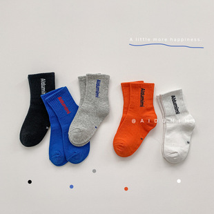 2023 Spring and Autumn New Children's Socks Letters Sports Wind Mid-tube Socks Spring and Summer Thin Breathable Baby Socks for Boys and Girls