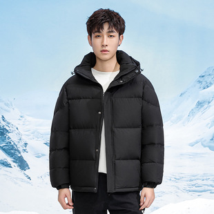 Chinese opera short hooded bread coat 2023 Winter New loose white duck down jacket versatile couple fashion coat