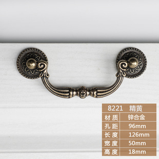 Bronze Long Handles European-style Carved Antique Copper Cabinet Wardrobe Handles Round Single Hole Drawer Pull Ring Handles