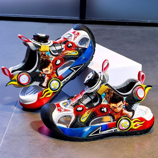 Boys Baotou Sandals Summer Children's Beach Shoes Cyber Celebre Button Casual Shoes Non-slip Soft-soled Boys Sports Sandals