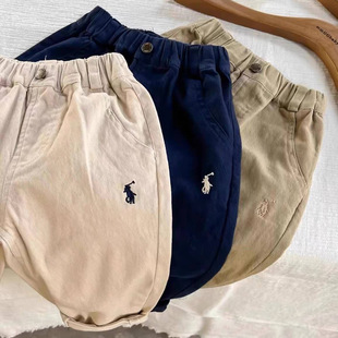 Children's Autumn Trousers for Boys and Girls High Stretch Cotton Children's Pants Western Style Children's Solid Color Casual Pants Pure Cotton