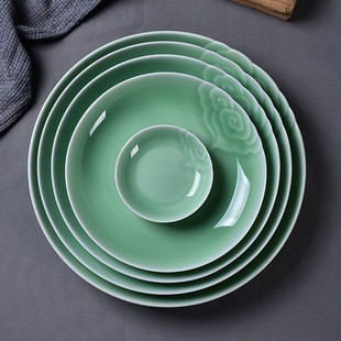 Longquan печь Celadon Xiangyun тарелка керамическая Бытовая посуда блюдо ГЛУБОКАЯ ТАРЕЛКА креативная большая тарелка для рыбы Суповая тарелка фруктовая тарелка